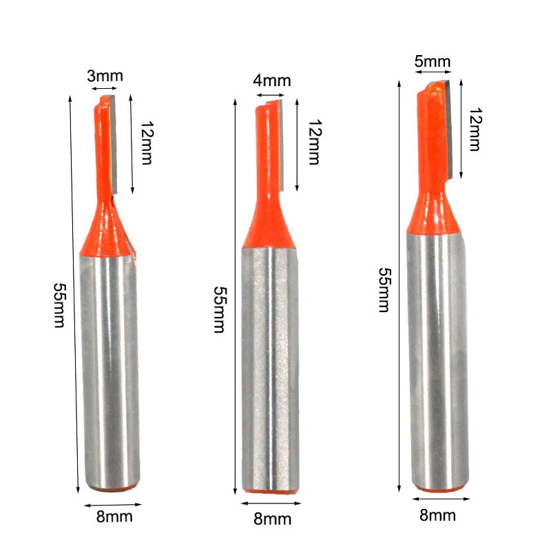 3pcs Carbide Groove Cutter 3mm 4mm 5mm Shank ? 8mm Groove Cutter Router Bit