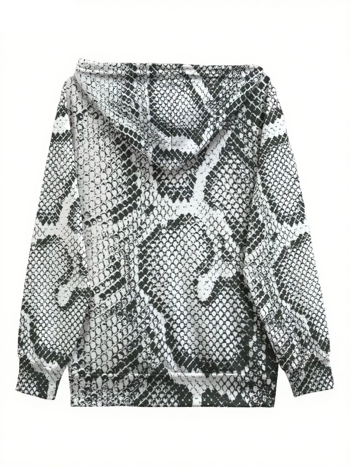 أحادية اللون الأفعى الملمس 3D مطبوعة كاملة طباعة هوديي معطف مقنع فتاة عارضة الشارع الشهير المرأة معطف الشتاء