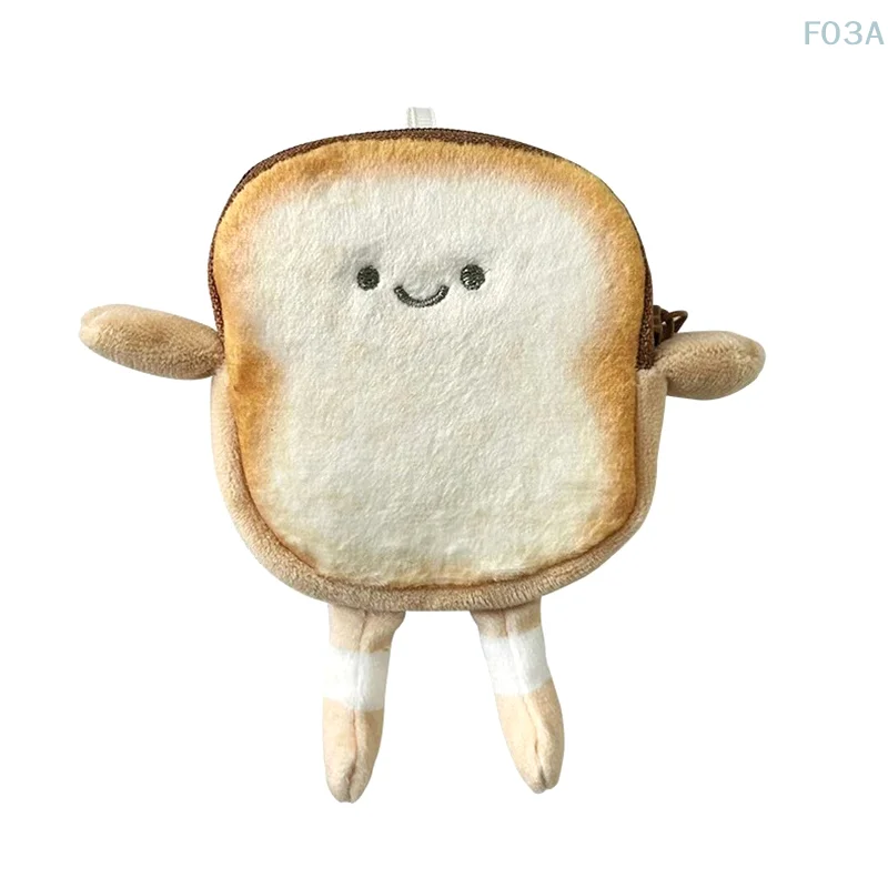 Kawaii Toast Plush Coin Purse Creative Cute Bread Coin Pouch Mini Wallet Card Holder Keyring Earphone Bags Pendant New