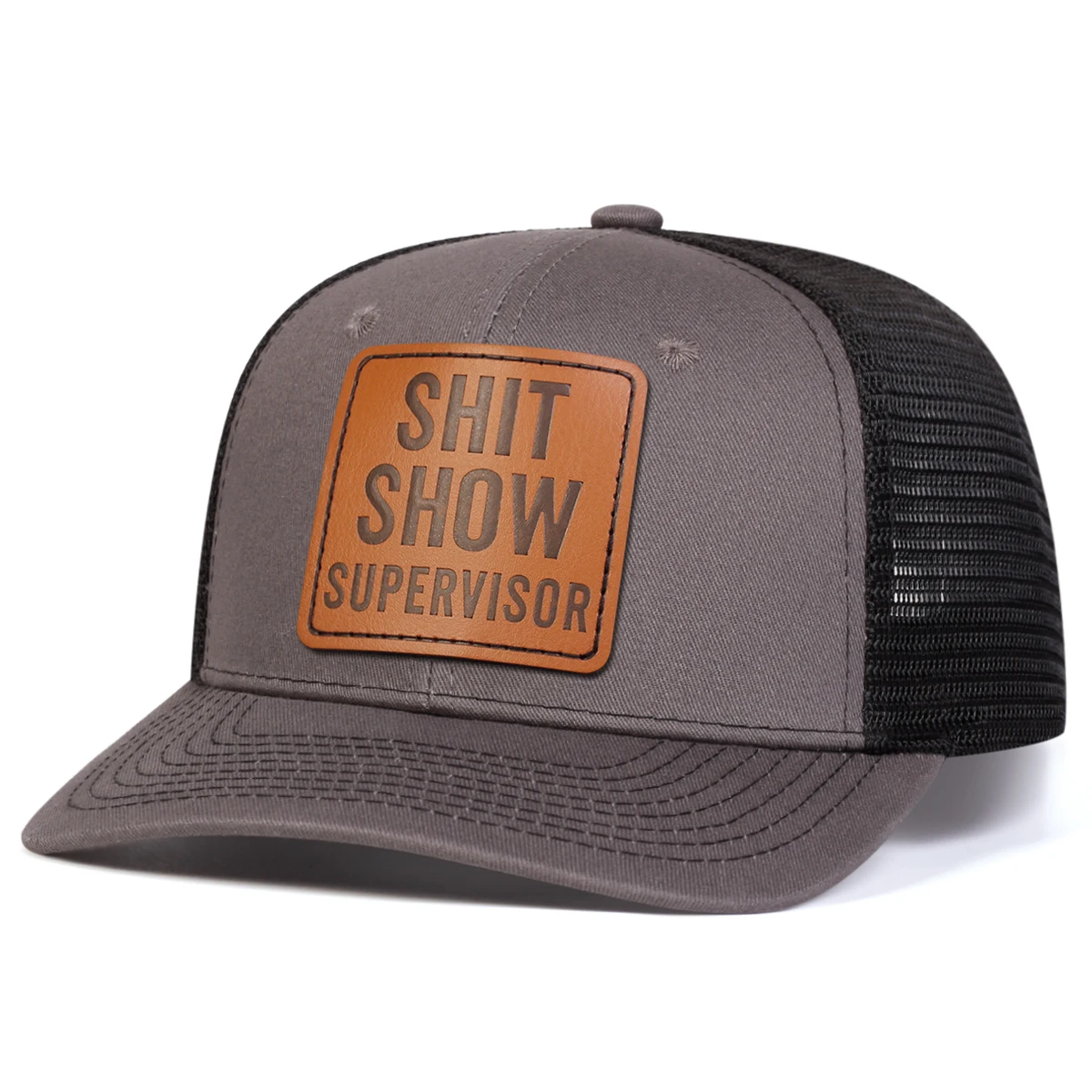 1piece Unisex SHIT SHOW Leather Patch Baseball Net Hat Outdoor Adjustable Sunscreen Leisure Hat Spring Autumn Travel Vacation