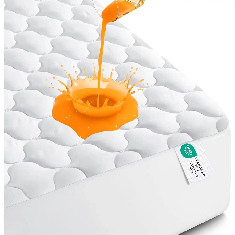 Queen Size Mattress Protector with Quilted Noise Reduction, Fits Mattresses up to 16 Deep (White)