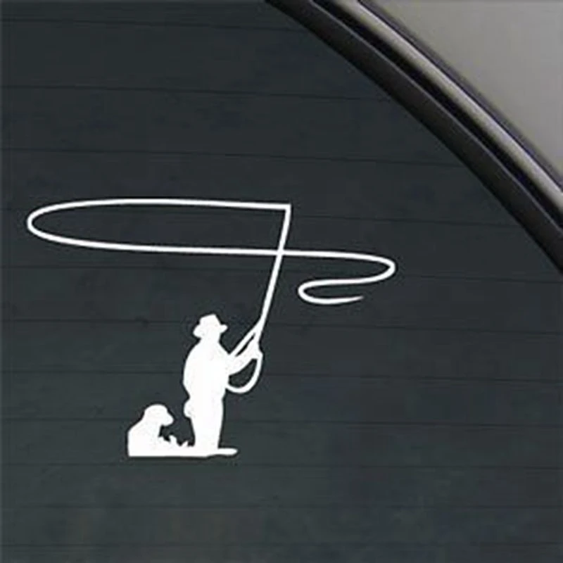 jpct Off-road vehicle truck accessories no background fly-fishing car bumper window sticker dog waterproof car sticker, PVC