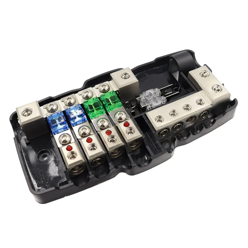 30A 60A 80A Circuit HD Fuse Power Distribution Block wGround Buss For Campers Cars Audio With Red LED Indicator