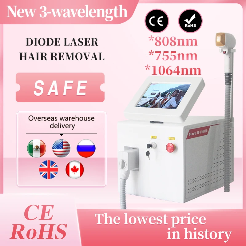 

NEW Permanent Removal Cooling Head Painless Laser Epilator Depilation 808nm 755 1064 Diode Laser Hair Removal Machine For Salon