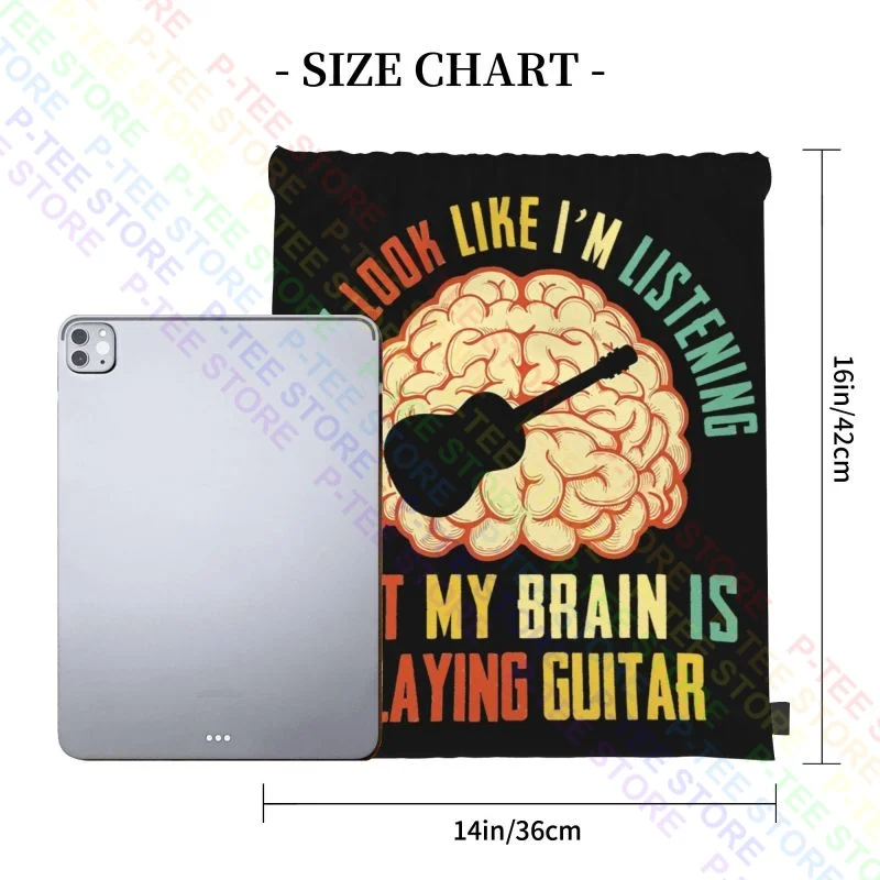 Acoustic My Brain Is Playing Guitar Musicgift Drawstring Bags Gym Bag Gym Creative Personalised Riding Backpack