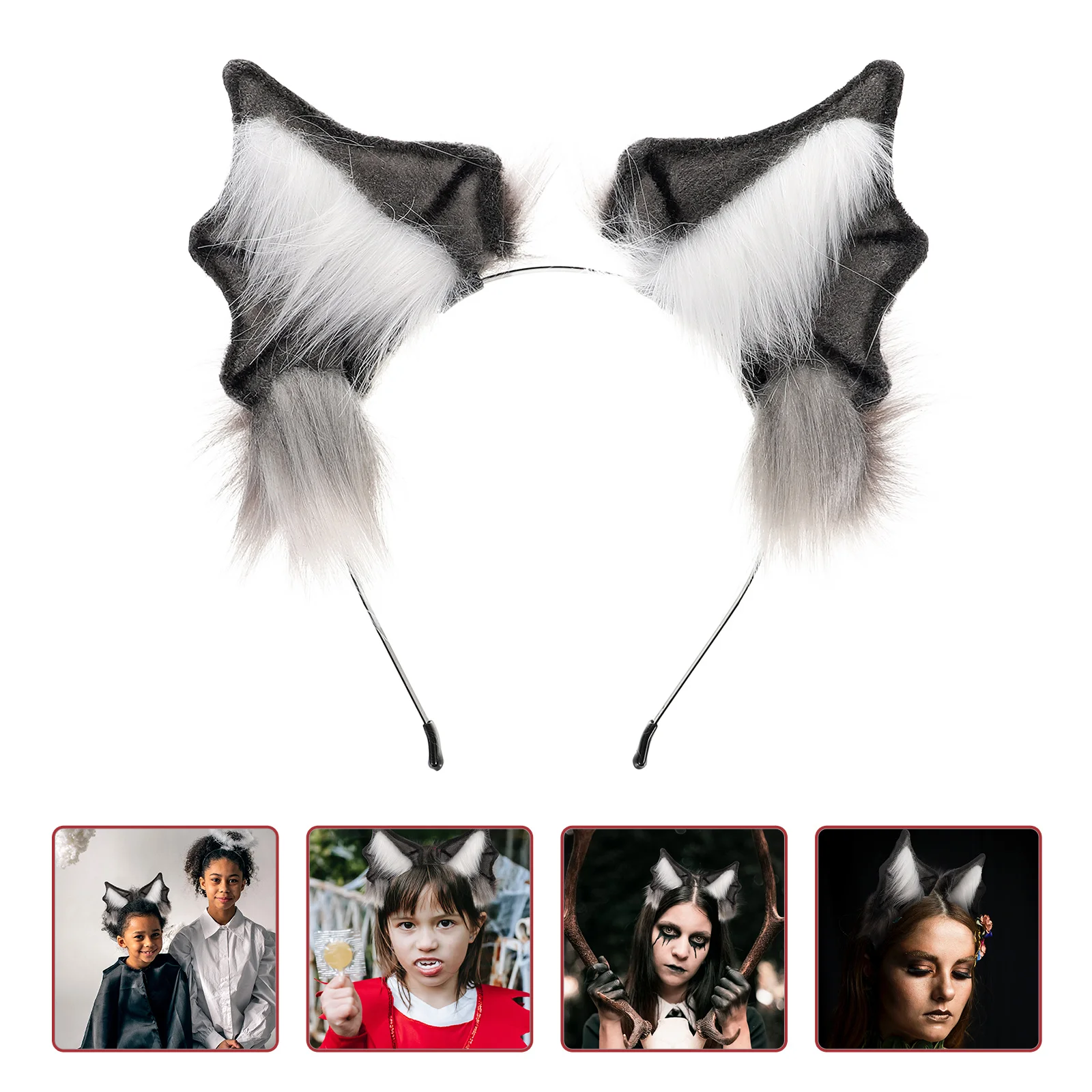 Diadema con orejas de felpa, animales de murciélago, aros para el pelo para Cosplay, diademas para niñas y niños de Halloween