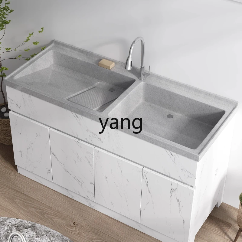 

YHM balcony cabinet combination laundry pool with rubbing board