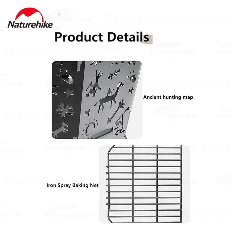Naturehike Multi-Function Fire Wood Stove Portable Detachable Heating Stove Winter Outdoor Boil Water/Tea Bonfire Forest 6.1kg