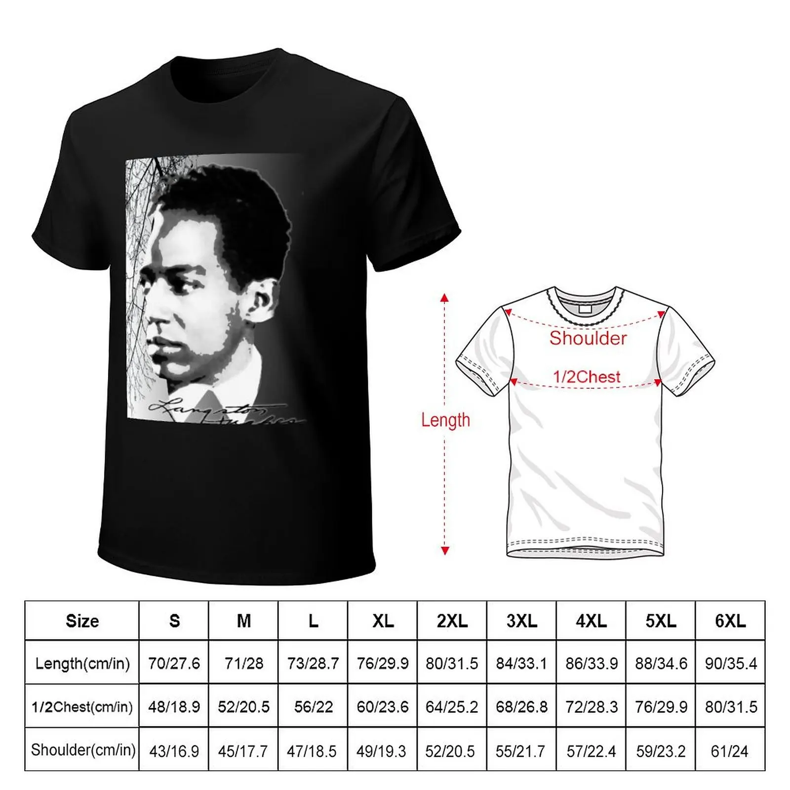 Langston Hughes T-Shirt Simple Casual Short Sleeve Cotton T-Shirt