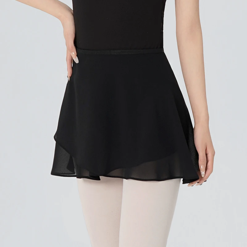 Jupe de danse pour femmes, jupes courtes de Ballet, jupe portefeuille en mousseline de soie à lacets, jupes de danse de ballerine en Polyester pour adultes et adolescents