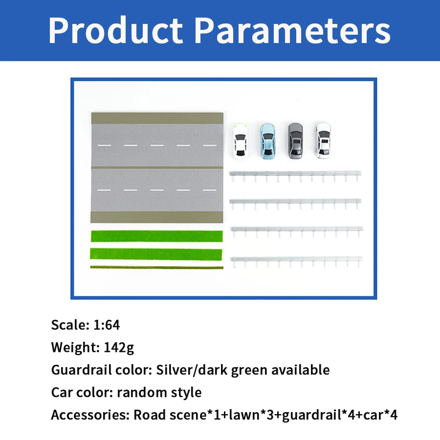 1Set Model Snelweg Vangrail Auto Stad Straat Weg Groene Riem Plant Scène Combinatie Gebouw Spoorweg Trein Zandtafel Layout