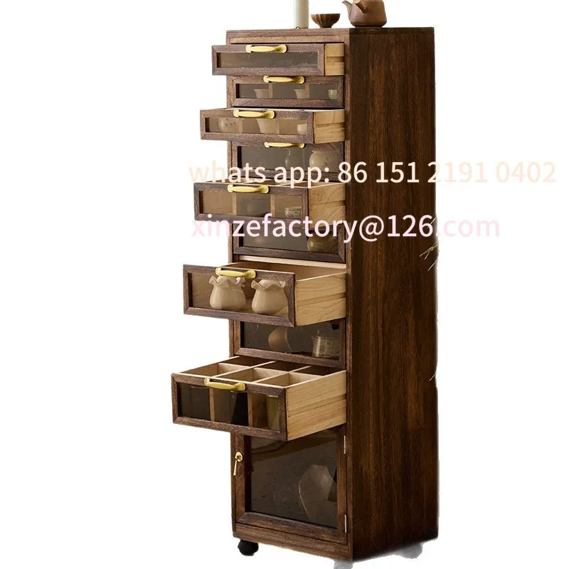 خزانة شاي من الخشب الصلب قابلة للتخصيص، طقم شاي لغرفة المعيشة، سوار أرضي، خزانة مجوهرات لتخزين Wenwan