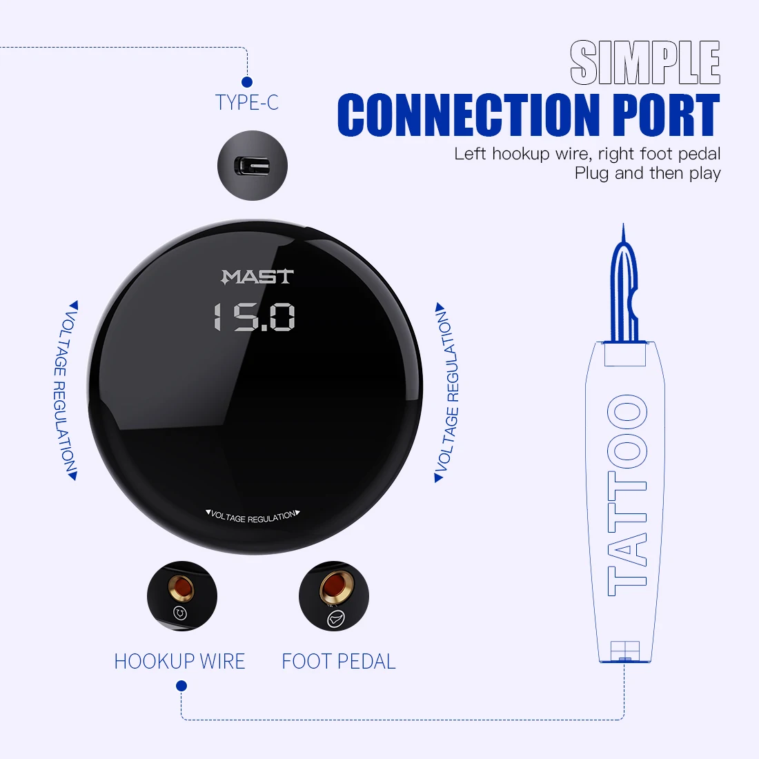 MAST Pro タトゥーマシン パーマネントメイク 眉毛唇用 8V 9000Rpm