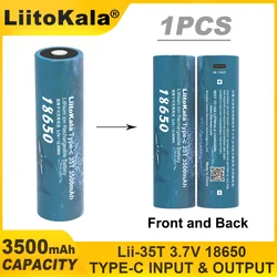 1PCS LiitoKala 35T Type-C 5V Input 3.7V 18650 3500mAh Capacity Rechargeable Lithium USB Battery for Toy Keyboar