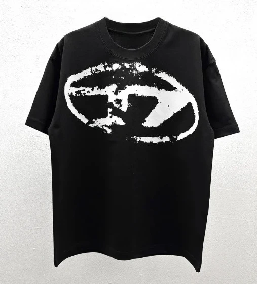 2026 new Retro faded cracked oval abstract. Men's and women's style graffiti printed loose casual short sleeves
