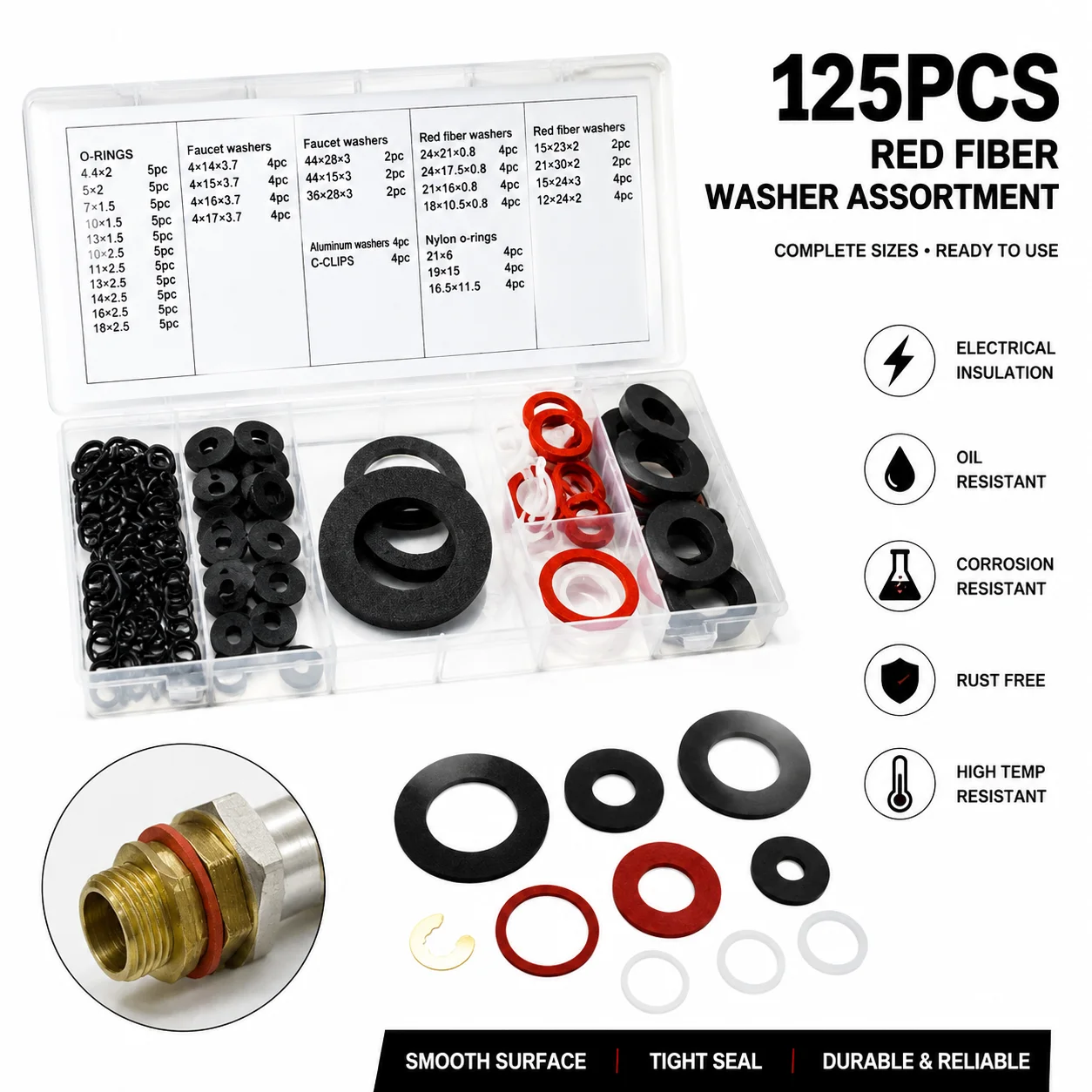 Multi Functional Gasket Series 125 Piece Sealing Gasket, Electric Control Equipment Fastener, High Temperature Resistant