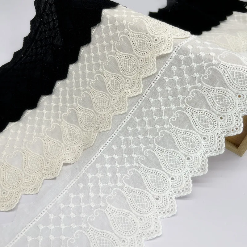 1 Meter White Wide 11cm Black Lace diy Clothing Sofa Curtain Fabric Gourd Embroidery Beige Lace Decorative Border