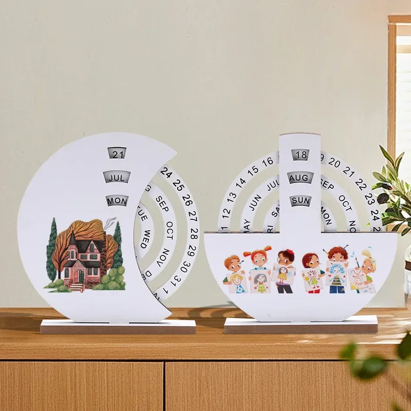 

Новый день, креативный деревянный вечный календарь, настольный календарь, домашний календарь для родителей и детей, ручная роспись, настольные украшения, декоративный календарь