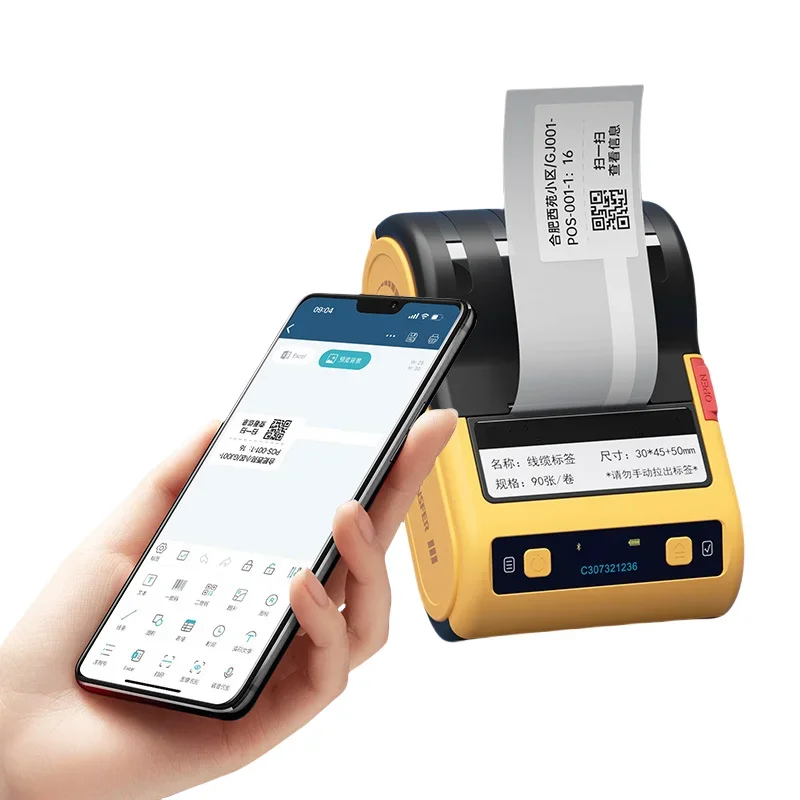 Small Mini Digital Roll Mobile Handheld Portable Wireless Bluetooth Ribbon Thermal Transfer Sticker Label Printer For Label