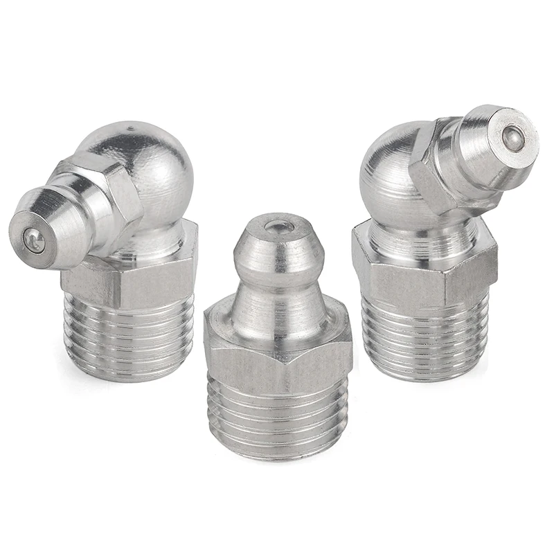 M10 M12 Stainless Steel 304 Grease Nipple Metric Male Thread Straight Elbow Type Oil Zerk Fitting for Grease Gun