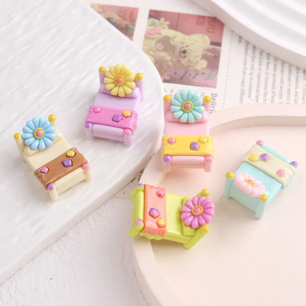 10pcs Kawaii Resin Flatback Mini Flower Bed Slime Charms Cabochons Embellishments for DIY Ornament Crafts Home Decorations