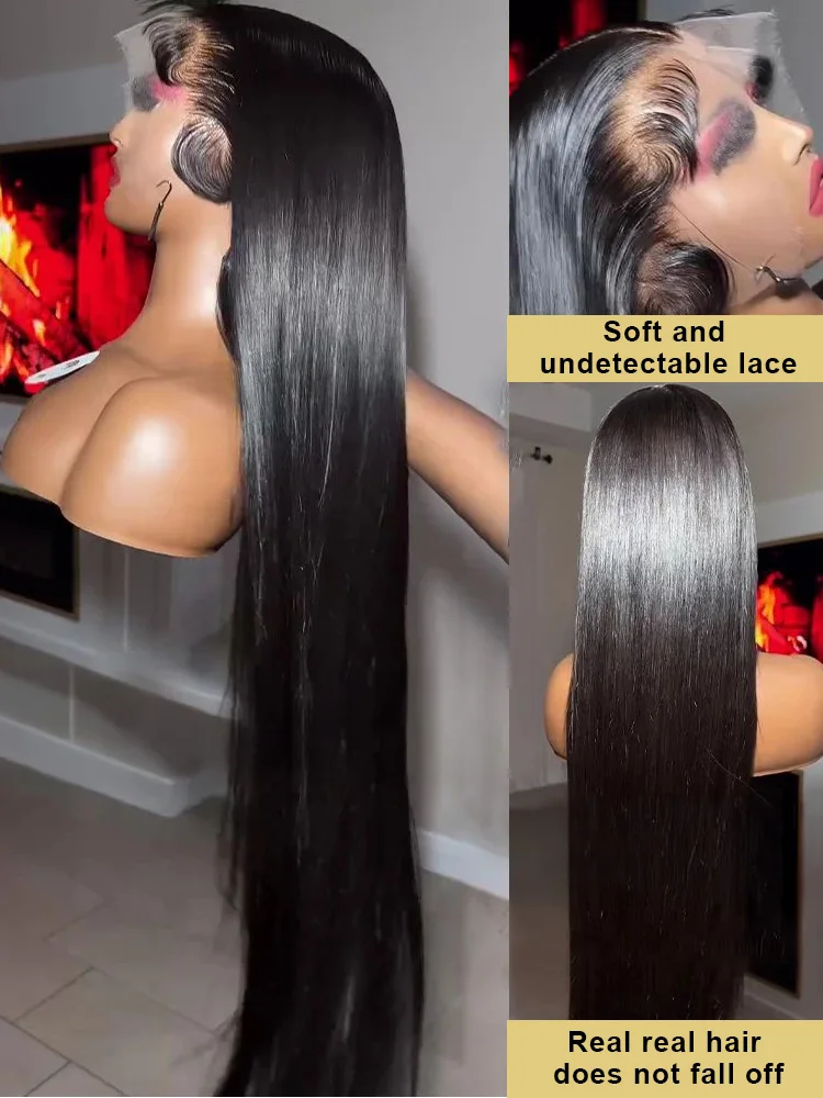 مستقيم 13x4 الدانتيل الجبهة خصلات الشعر المستعار الإنسان 42 بوصة 13x4 HD الدانتيل الشفاف شعر مستعار أمامي للنساء