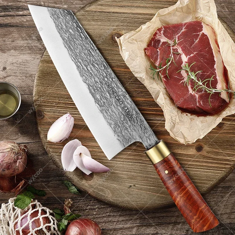 Forged Stainless Steel Chef\'s Knife Kitchen Knife Solid Wood Handle Butcher Meat Cleaver Fish Vegetable Fruit Slicing Knife