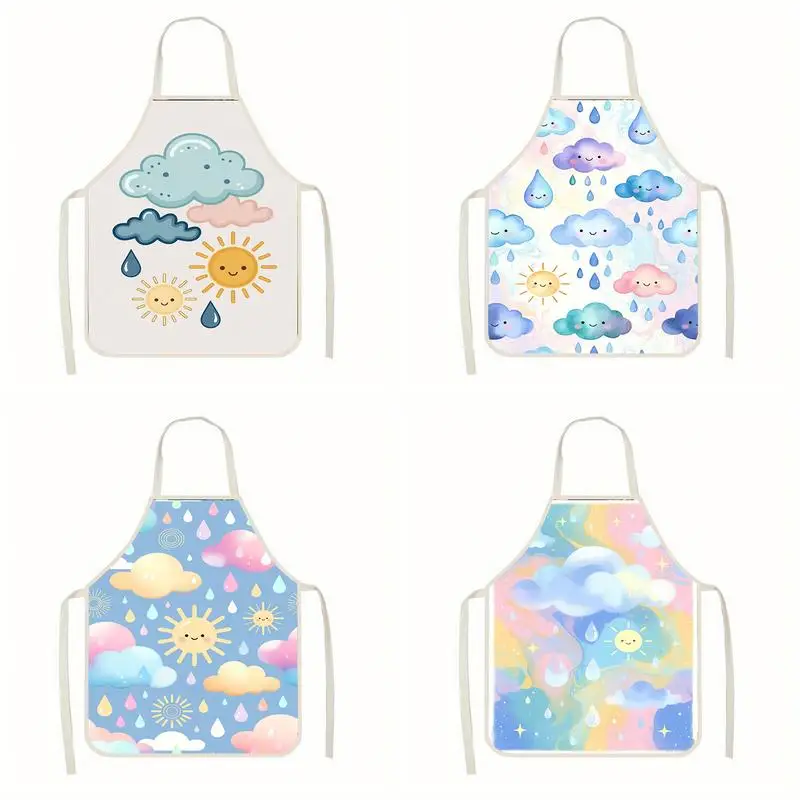 

Cute Weather Pattern Aprons Linen apron, suitable for kitchen cooking, parent-child interaction, painting and other scenarios