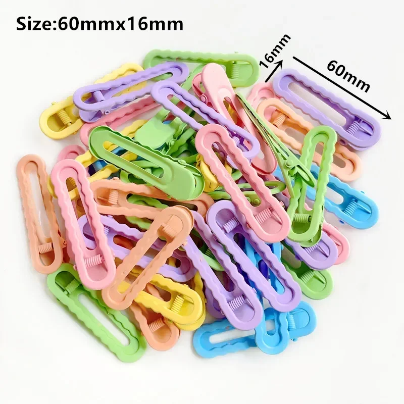 6pcs 6cm Girls Wave Hairpins Candy Color Ellipse Hairclip Setting Base For DIY Kids Hair Clip Jewelry Making Hair Accessories