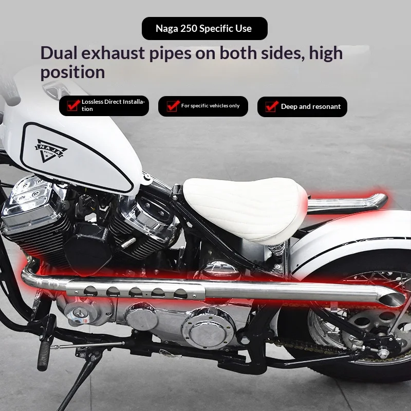 【Premium】For ZETHS NAJA 250 modified with dual exhaust pipes at the top, all with beveled ends for a deep, rich sound