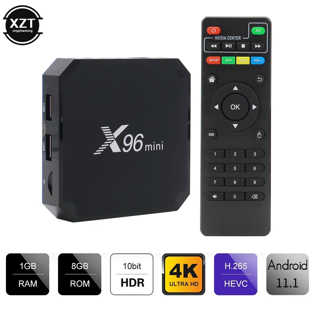 X96 mini X96mini الذكية صندوق التلفزيون أندرويد 11.1 2GB/16GB TVBOX X 96 mini Amlogic S905L H.265 4K 2.4GHz واي فاي ميديا بلاير مجموعة صندوق