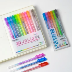 6/12pcs 3D Jelly Highlighter Pen Rainbow Colors Set for Students, Stationery  Artical  Vibrant Marker Pens  Art