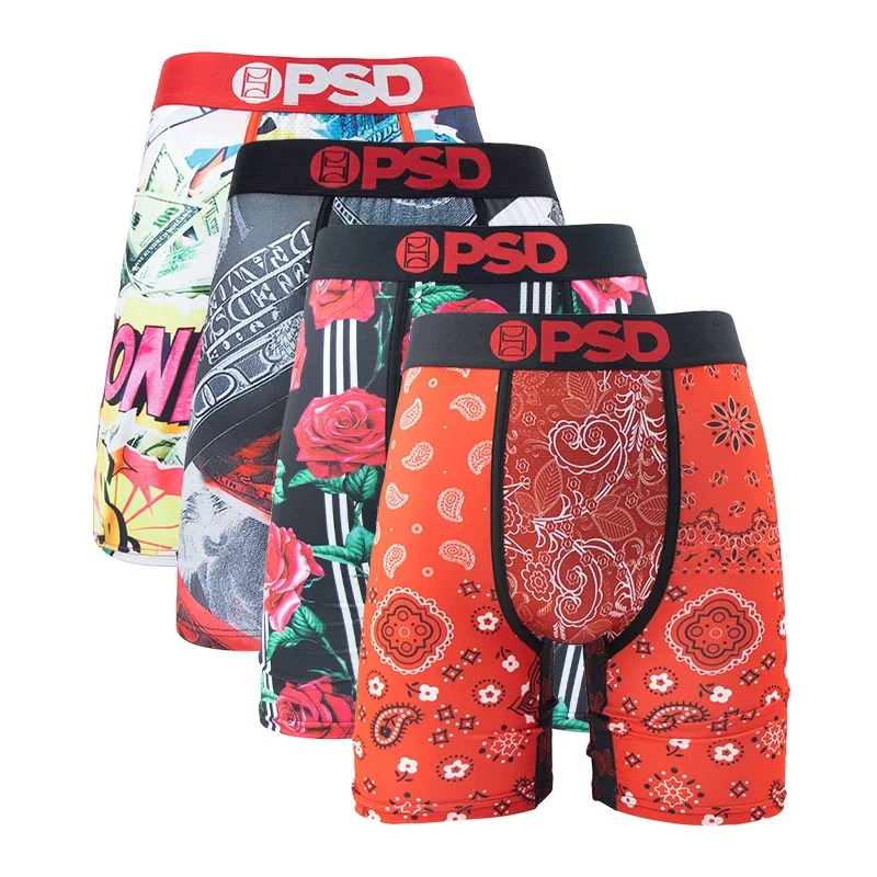

4Pcs Sexy Men Underwear Boxers Fashion Print Underpants Male Panties Lingerie Breathable Printed Summer Man Boxer Briefs Trunks
