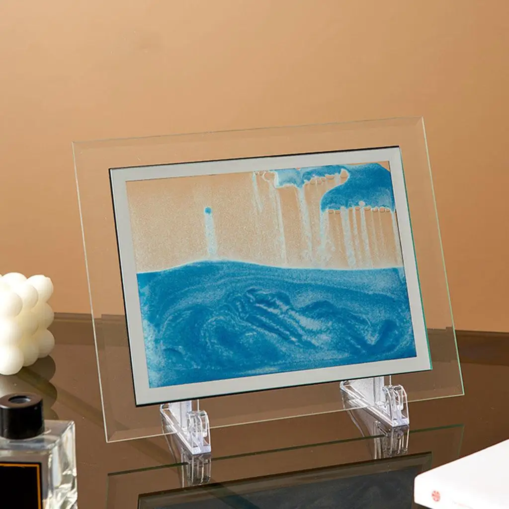 Sand Art Pendulum Moving Perpetual Motion Picture Dynamic Sand Painting 3D Landscape Glass Frame Desk Decor for Home Office