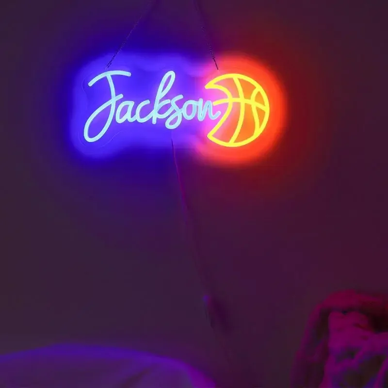 Letrero de neón LED de baloncesto personalizable, brillo ajustable alimentado por USB |   Decoración de dormitorio, sala de estar, oficina, fiesta y boda.