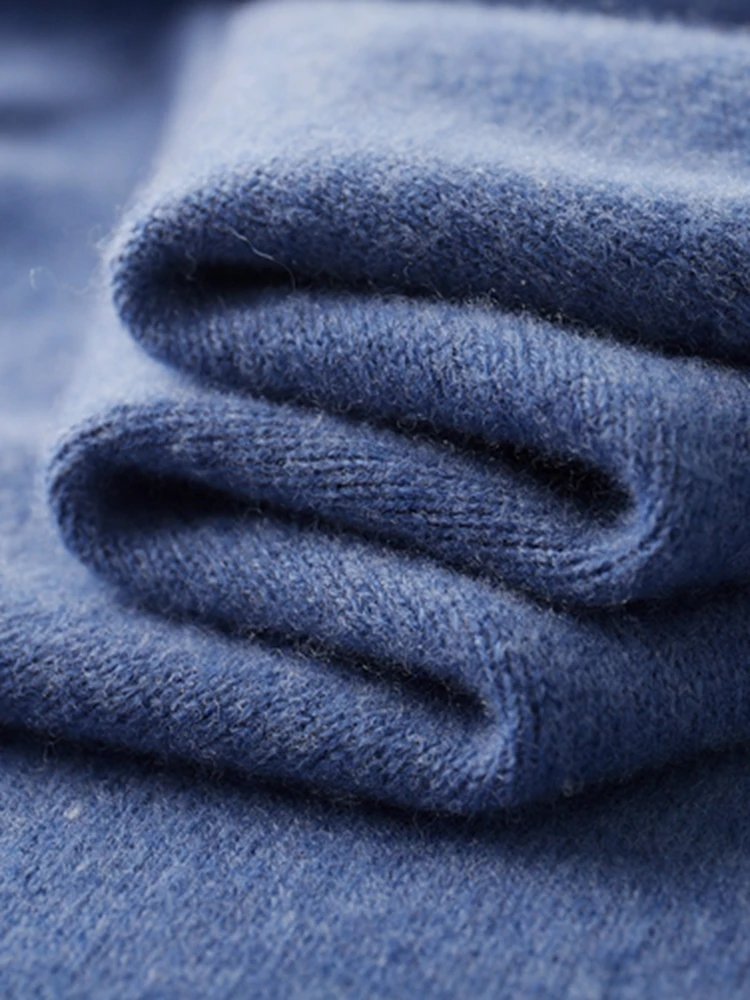 Men's Cashmere Thick Pullover Autumn Winter 100% Merino Sweater Casual Smart Mock Neck Knitwear Long Sleeve Soft Warn Daily Tops