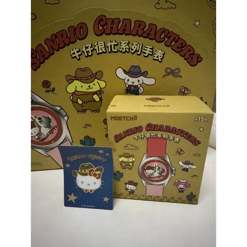 Moetch Sanrio Characters Cowboy Busy Watch Blind Box Cute PU Strap Quartz Watch with Hello Kitty My Melody Cinnamoroll Toy - view 6