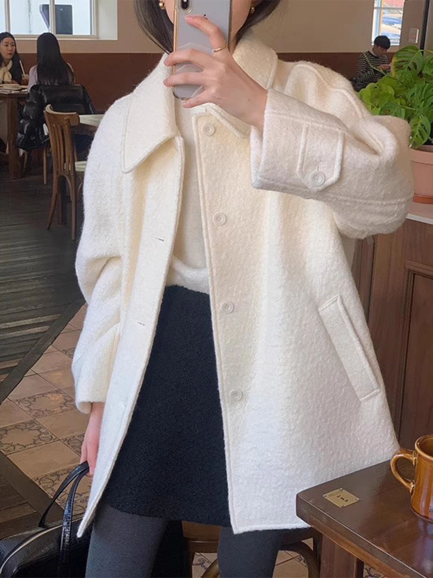 

Шерстяное пальто ярких цветов на одной пуговице, женская верхняя одежда средней длины, корейский свободный крой, длинный све, чистый цвет