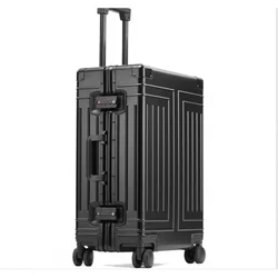 Todo o Alumínio Magnésio Liga Trolley Box, Roda Universal Metal Mala, Masculino e Feminino Estudante Business Travel Suitcase, Novo