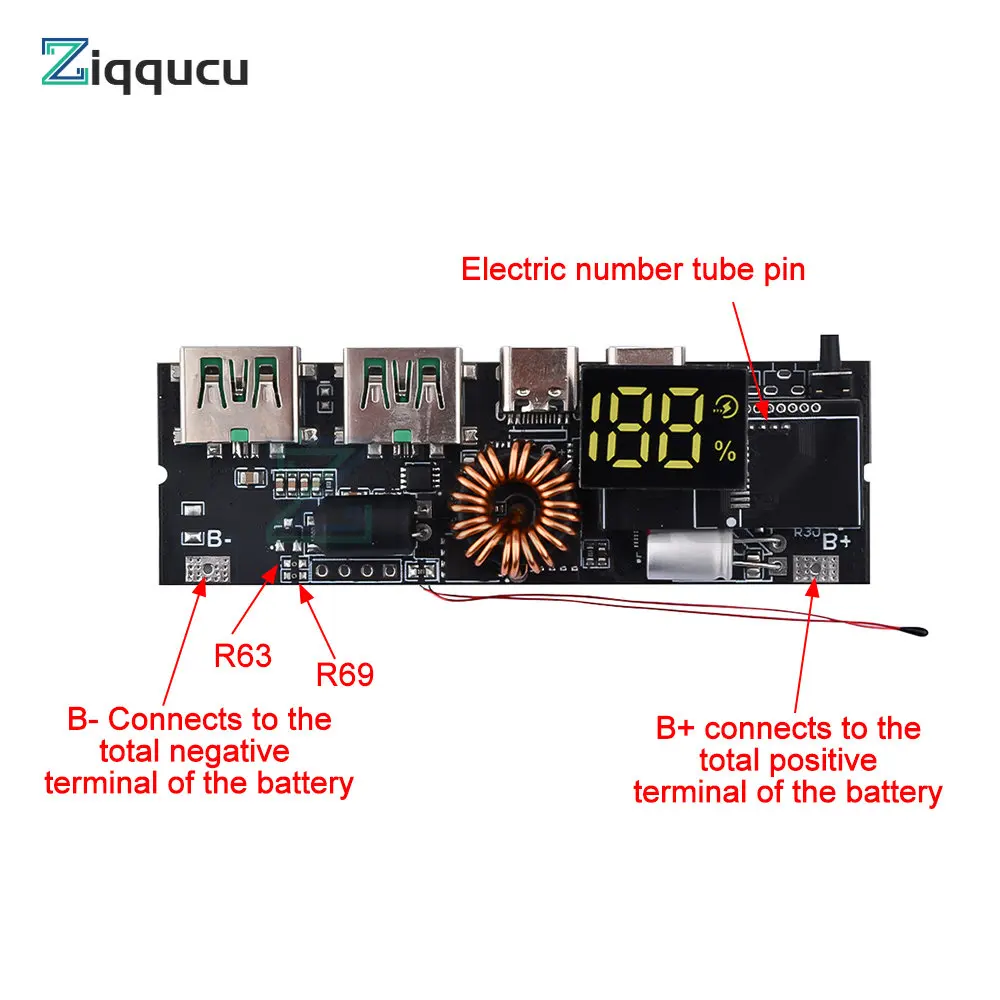 Moduł zabezpieczający ładowarkę 18650. Płytka modułu PCB Power Bank. Podwójne szybkie ładowanie USB z zabezpieczeniem BMS