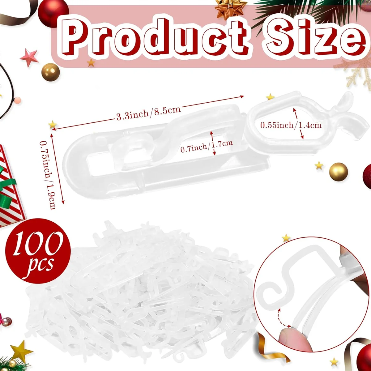 

live-Christmas Light Clips All in One Clips 100Pack, Universal Gutter and Shingle Clip Hooks for Hanging C7, C9 and