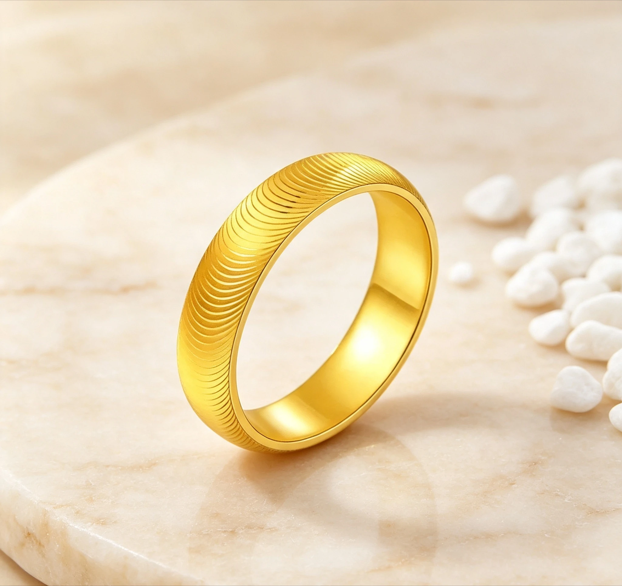 Pure Gold AU999 Cat's Eye Ring, Fashionably Simple for Couples, Wholesale with Metal Stamp Giving gifts for friends
