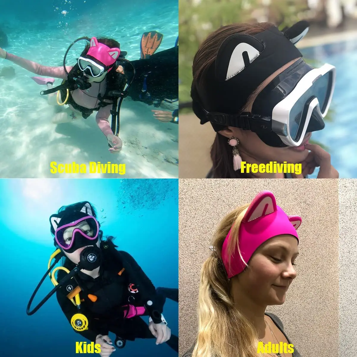 

Неопреновая повязка на голову для серфинга и дайвинга, теплая шапка для дайвинга, шапка для дайвинга с кошачьими ушками, детская шапка для взрослых