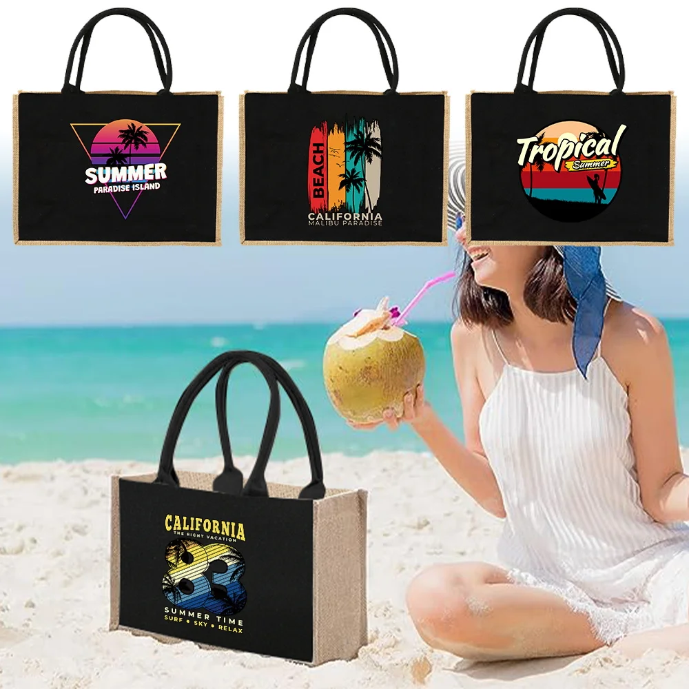 

Jute Handbag Shoulder Bag Sacks Jute Imitation Sacks Linen Bags Women Shopping Pouch Designer Laminated Bags Summer Holidays2026