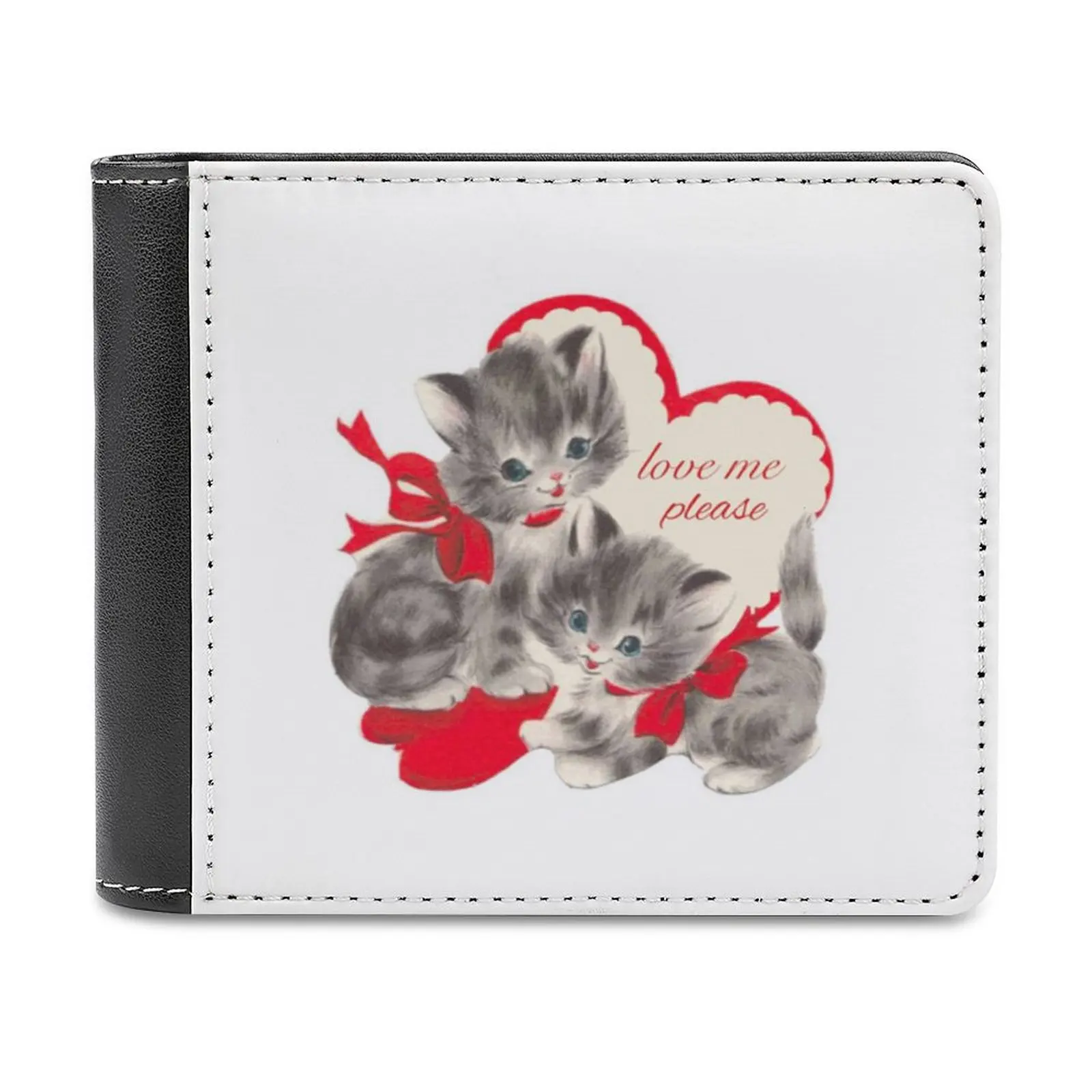 

Кожаный кошелек Love Me Please, мужской кошелек, персонализированный кошелек своими руками, подарок на день отца, кокетка, винтажное кошачье сердце, французский Waif