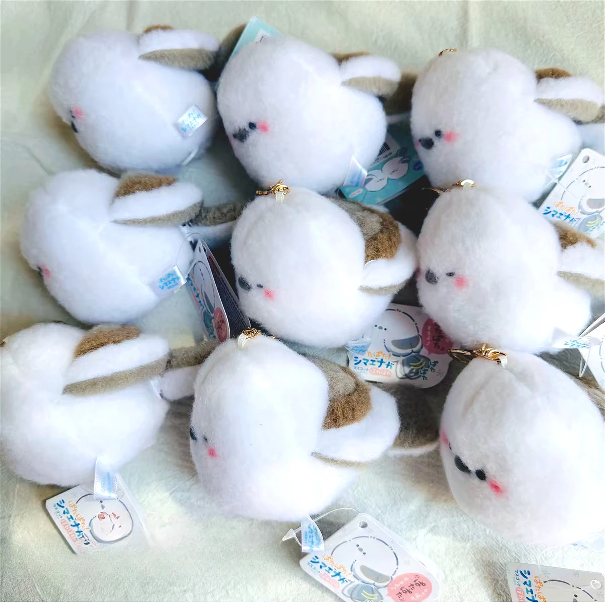 12cm Yell Plush Toys Kawaii Flapping Long-tailed Tit Mascot ~Fluffy~ Fat Round Bird Dolls Pull-string Stuffed Pendant Keychain