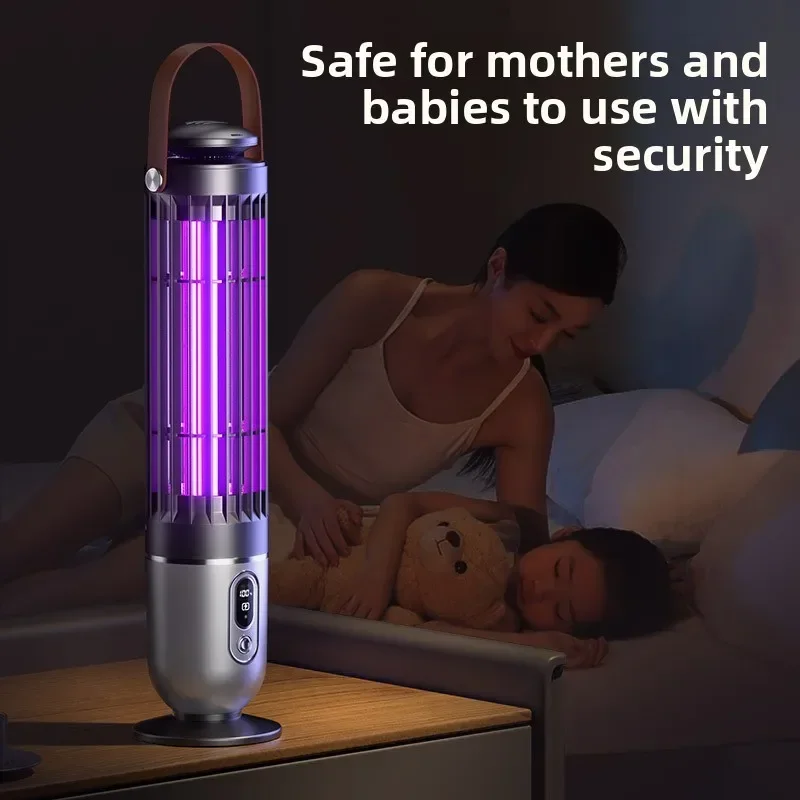 Luz eléctrica UV para mosquitos, trampa para plagas silenciosa recargable para el hogar, Camping, interior y exterior, repelente de mosquitos
