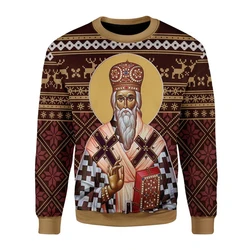 Ugly Christmas Sweater 3D Print Jesus Christian Sweatshirt Men Women Orthodox Saint Costume Long Sleeve New Christmas Sweater