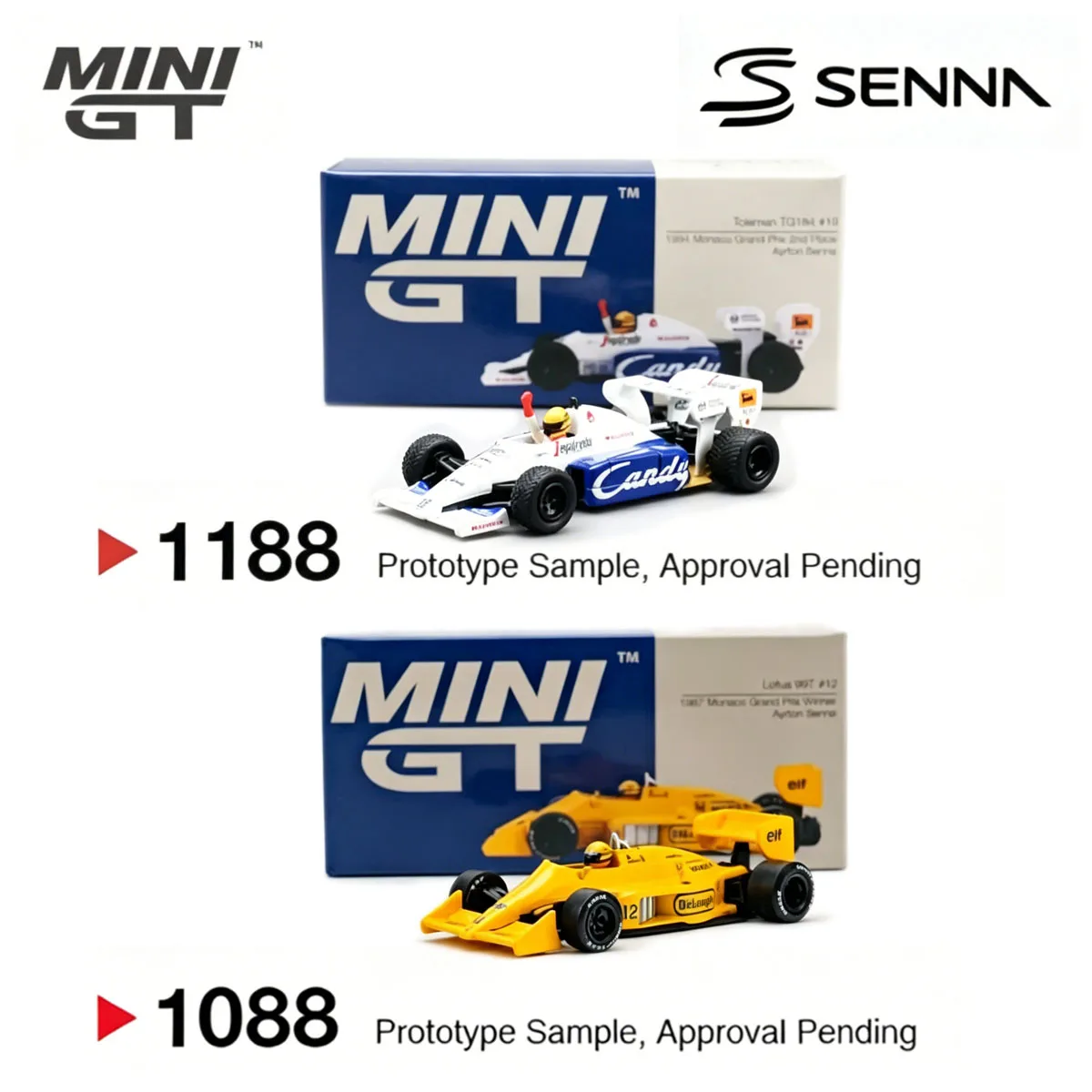 在庫あり-ミニ-gt-1-64-アイルトン・セナ-f1-セット-トーレマン-tg184-19-ミニgt-1118-ロータス-99t-12-モナコ-ウィナー-ミニgt-1088-ダイキャストカー
