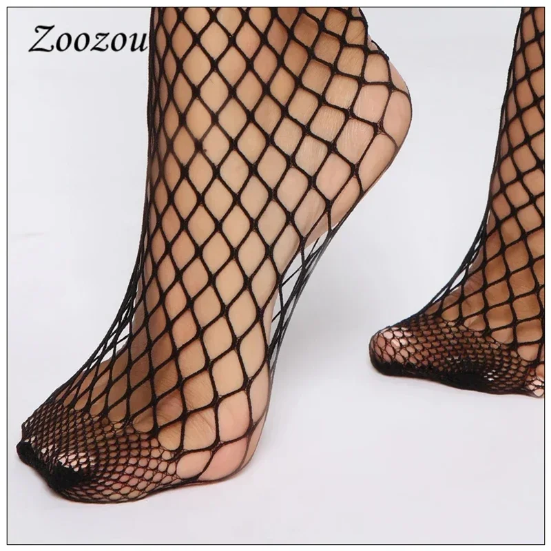 Women Sexy Sneakers Fishnet Socks Sports Fashion Grid Short Socks Mesh Chaussette Femme Black Thin Hollow Lattice Summer Set